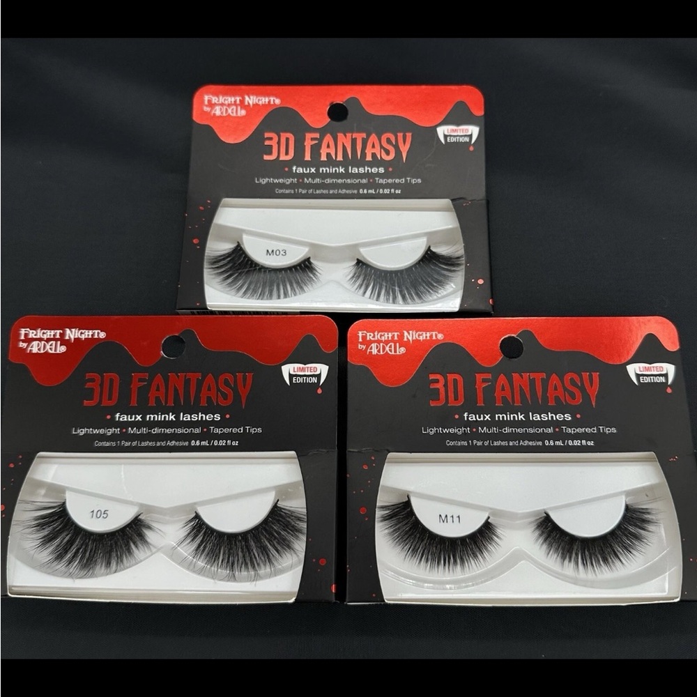 Bundle! ARDELL 3D Fright Night FANTASY Faux Mink Lashes Limited Edition *NEW*